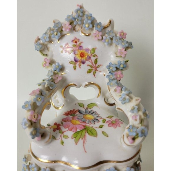 Vtg Walt Disney World Rauenstein‎ Porcelain Chair  Applied Flowers Germany - Picture 2 of 13